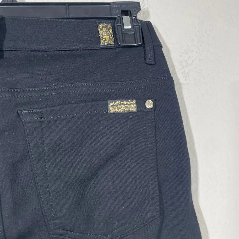 7 For All Mankind Womens 27 High Rise Skinny Pants Black Pull On Pockets Stretch - Picture 3 of 8